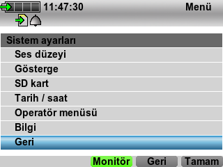 Menü ayarları 5.3.4 Sistem ayarları 5-4 Sistem ayarları alt menüsü Sistem ayarları alt menüsünde cihazın temel ayarlarını değiştirebilirsiniz.