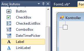 RESĠM: Kontrollerin olaylarının seçilmesi. Visual Studio, olayların yordam isimlerini Kontrolİsmi_Olayİsmi biçiminde yazar. Kontrollerle çalıģırken benzer olaylar kullanılır. Click (Tıklandığında).