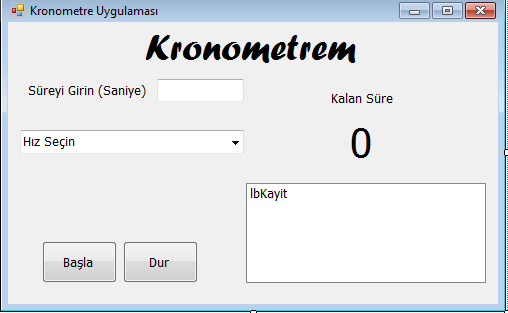 UYGULAMA: Kronometre Uygulaması "Kronometre" isminde yeni bir Windows projesi açın. Properties panelinden, Form1 nesnesinin BackColor özelliğini "Menu" olarak seçin.