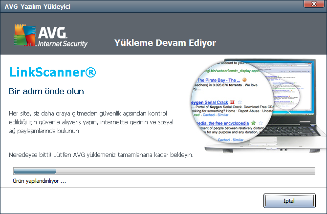 AVG Security Toolbar'ı yükle iletişim kutusunda, AVG Security Toolbar uygulamasını yüklemek isteyip istemediğinize karar verebilirsiniz.