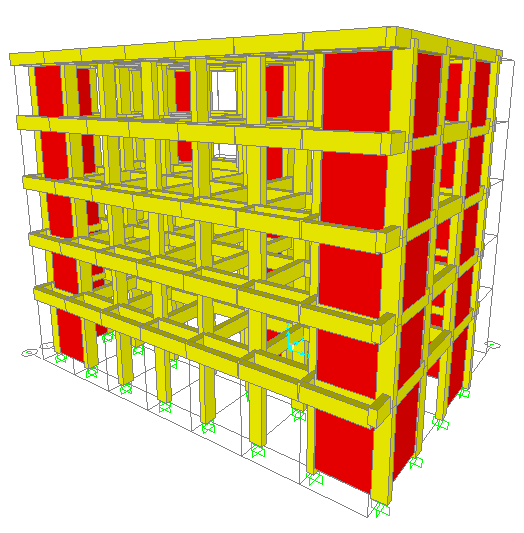 (a) Plan (ölçüler: cm) (b) 3-Boyut ġekil 3.1. Mevcut Bina Plan ve 3 Boyutlu Modeli. Mevcut binaya; ġekil 3.