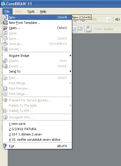 Bir diğer seçenek File>New yolunu veya Ctrl+N tuģ kombinasyonunu kullanmaktır. Standart Tool Bar üzerinde bulunan New simgesine tıklamak da aynı iģlevi yerine getirecektir. ġekil 1.7.8.