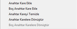 Resim 5.2: Zaman çizelgesi kare sağ tıklama menüsü Kareler üzerinde çeģitli iģlemler yapmak için; Zaman Çizelgesinde bulunan bir kareyi seçmek için fare ile o kareyi tıklayın.