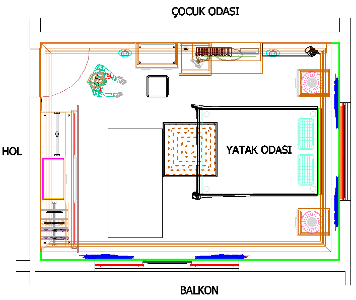 Çizim 1.14: Yatak odasının tasarlanması 1.3.