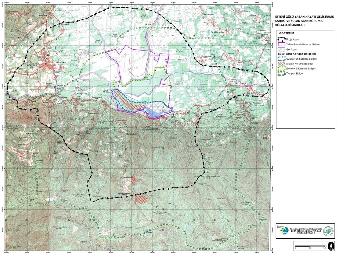 Koruma Harita D.1- Efteni Gölü Sulak Alanı ve Koruma Bölgeleri Haritası (Orman ve Su İşleri Bakanlığı IX.