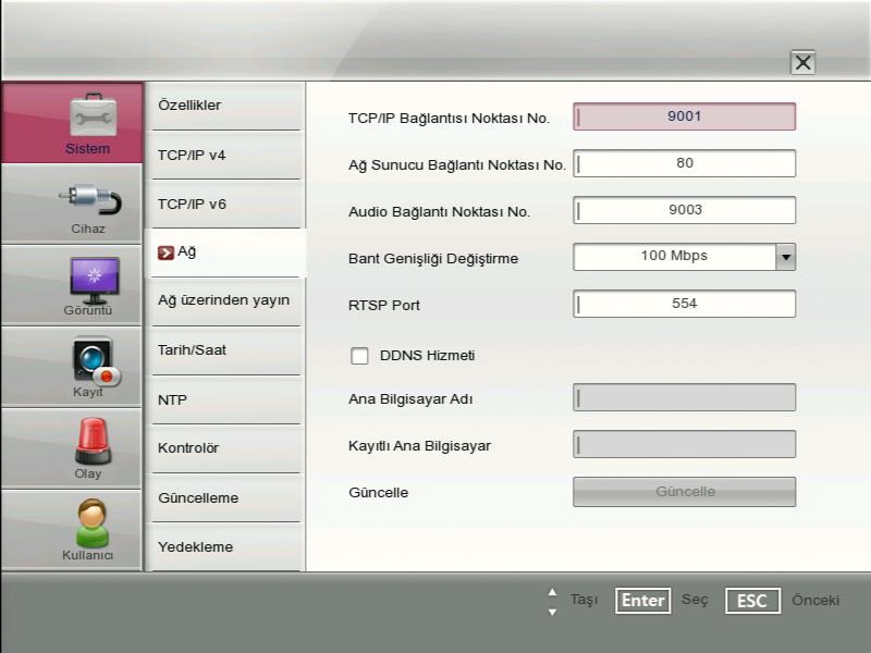 28 Kurulum 3 Kurulum Ağ TCP/IP Bağlantısı Noktası No.: TCP/IP Bağlantı Noktası numarasını girin.