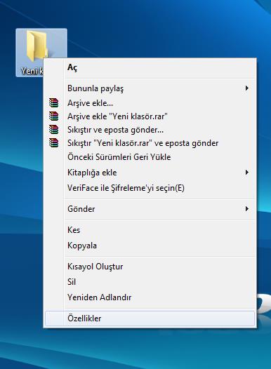 1. Klasör üzerinde sağ tuş 3. Paylaşım Sekmesi 2. Özellikler 4.