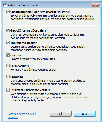 İnternet Seçenekleri penceresi: Bu pencerede ilk sekmemiz olan Genel altında bulunan Giriş Sayfası alanı internet explorer programının ilk çalıştırıldığında hangi sayfayı açacağını belirler, boş