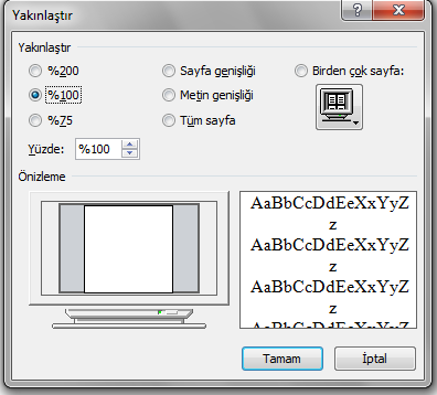 Hızlı Araç çubuğundan Baskı Önizlemeyi seçin Yeni Boş Belge Açma: Hızlı Araç çubuğundan Yeni belgeyi seçin *** Bu işlemi CTRL + N ile de yapabilirsiniz