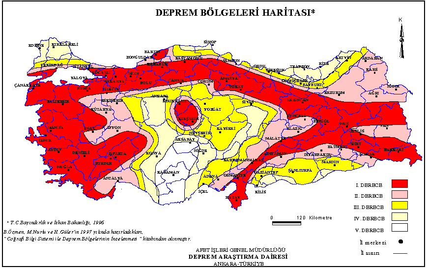 Şekil 2-7 Türkiye Deprem Bölgeleri