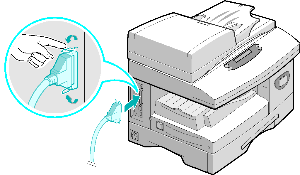 3 USB veya Paralel Bağlantı Noktası Kablosu DİKKAT: Kabloyu bağlamadan önce bilgisayarı kapatın. Başlangıç Makinenizle birlikte verilen USB Kablosu'nu takın.