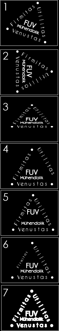 2.5 YANLIġ LOGO KULLANIMLARI FUV Mühendislik logosu uygulanırken kaçınılması gerekilen baģlıca kullanımlar 1- Logonun açısı değiģtirilemez. 2-Logo dikey kullanılamaz. 3-Logo deforme edilemez.
