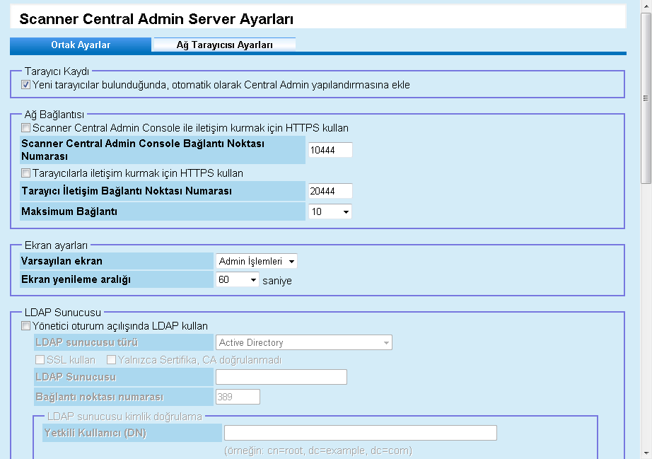 Bölüm 3 3.5 Admin Server İşletim Ortamını Yapılandırma Bu bölümde Admin Server işletim ortamı yapılandırması anlatılır.