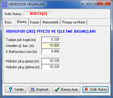 Kazan Hesapları Kazan Hesapları Hidrofor kazan hacminin hesaplandığı işlemdir. İşlem Qk Açıklama Kazan debisi (Şebeke debisinin m3/h cinsi). P1 Hidrofor çıkış işletme basıncı /10 +1 P2 P1 + 1.