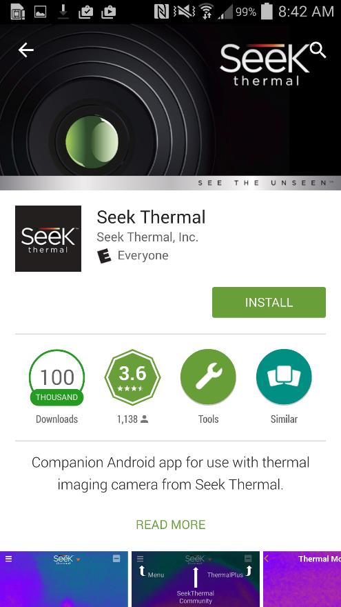 Android Uygulaması Kurulumu Resinm 10: Android Google Play Resim 11: Google Play Seek Thermal Uygulaması Resim 12: