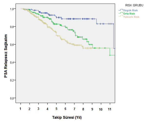 Şekil 4.15 Risk Gruplarına Göre PSA Relapssız Sağkalım Tablo 4.9.