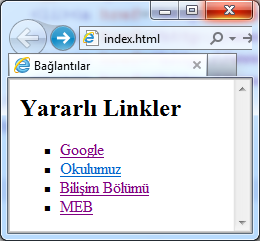 HTML Etiketleri - 2 Bağlantı (Köprü - Link) Oluşturma Web sayfalarında çokça gördüğümüz ve tıklandığında başka sayfalara gitmemizi sağlayan linkler oluşturmak için <a> </a> etiketi kullanılır.