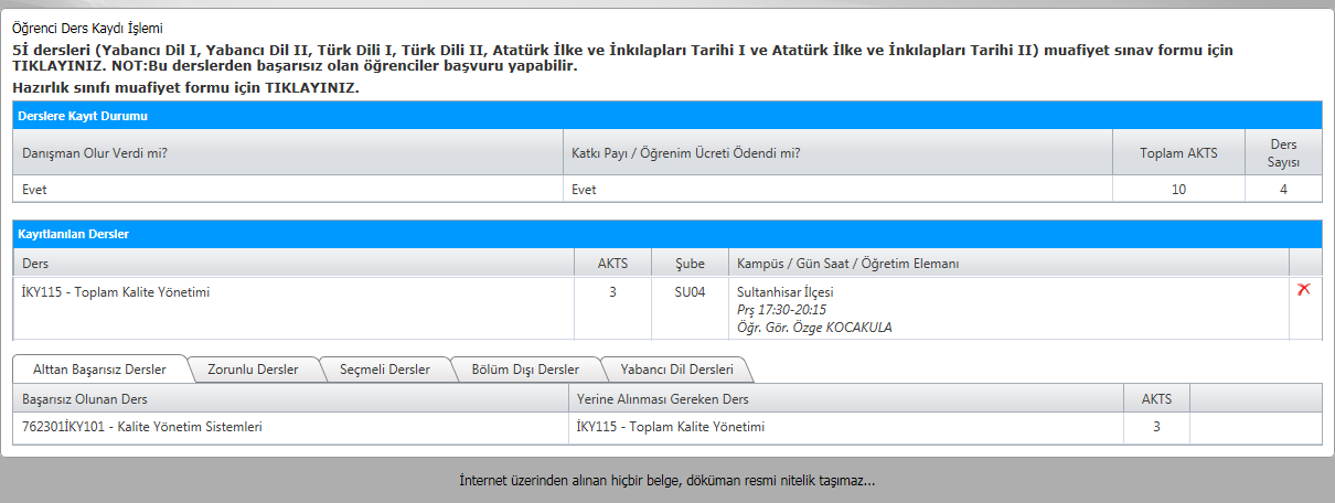 09.09.2014 16:33 Öğr. Gör. Şinasi YAYLAGÜL 2 Burada önemli olan Alttan Başarısız olduğunuz dersten devamsızlıktan kalmamış olmanız.