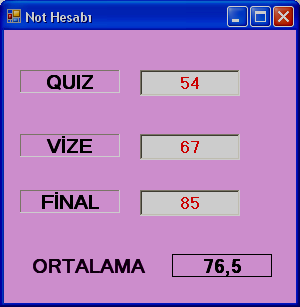 Uygulama (Dairenin Çevresini ve Alanını Bulan Program) Label, Button ve TextBox kontrolleri kullanarak, aşağıdaki tasarımı gerçekleştiriniz ve butonlarla ilgili kodları yazarak dairenin alanını ve