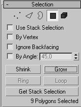 Seçime Yardımcı Araçlar Use Stack Selection : Daha once Poly select veya Mesh select ile seçilen bölge üzerinde Edit poly ile seçim yapmaya devam edersiniz.