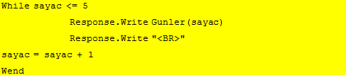 Bir önceki örneğimizde 7 günün tümünü ekrana yazmasını değil de, mesela gün sayısı 5 den küçük ise yazmasını istiyor olabiliriz.