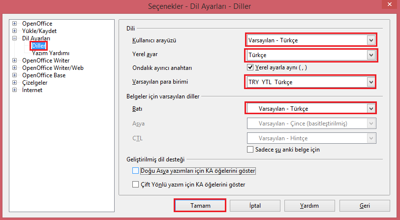 3. BELGE DENETİMİ Bu bölümde belge denetimi için gerekli olan yazım, dil bilgisi ve dil ayarlarını öğreneceğiz. 3.1. Dil Ayarları Open office dünyanın her yerinde kullanılan bir ofis türüdür.