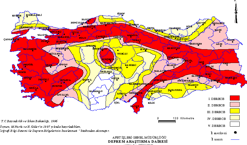 TÜRKİYE DEPREM BÖLGELERİ HARİTASI ANKARA