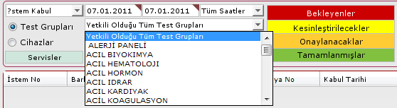 Ayrıca test grupları, cihazlar ya da servisler bazında sorgulama iģlemi de gerçekleģtirilebilir. Resim 1.