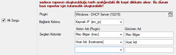 30 Seçilen kolon değeri sayısal değilse 0 olarak hesaplanır. Sayma, toplama, maksimum değer, minimum değer ve ortalama değer fonksiyonları seçilebilir.