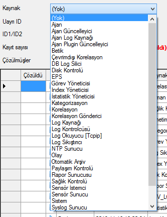 60 Şekil 55 - Sistem Uyarıları - Şartlar Baş./Bit. Tarihi: Belirtilen tarihler arasındaki uyarıları getirmek için kullanılır. Kaynak: Uyarı kaynağını belirtmek için kullanılır.