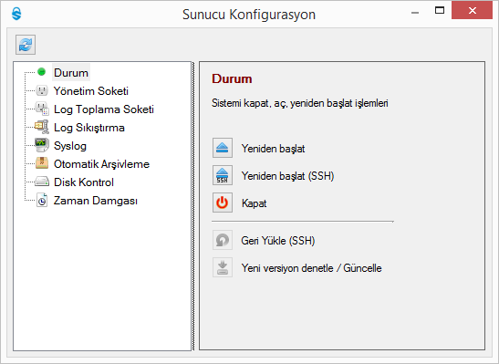 69 9. Sunucu Konfigürasyonu 1. Sonic5651 üzerinde Ayarlar / Sunucu Konfigürasyonu seçilir. 2. Açılan ekranda aşağıdaki özellikler çıkmaktadır.