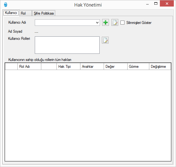 82 Şekil 71 - Hak Yönetimi Ekranı 11.1.3.