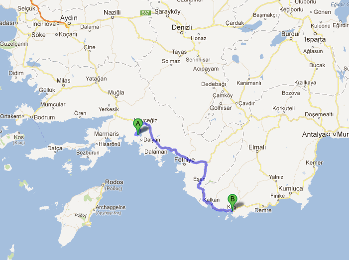 Kaş Köyceğiz e 196km Cuma Sabahı Yola çıkıyoruz.