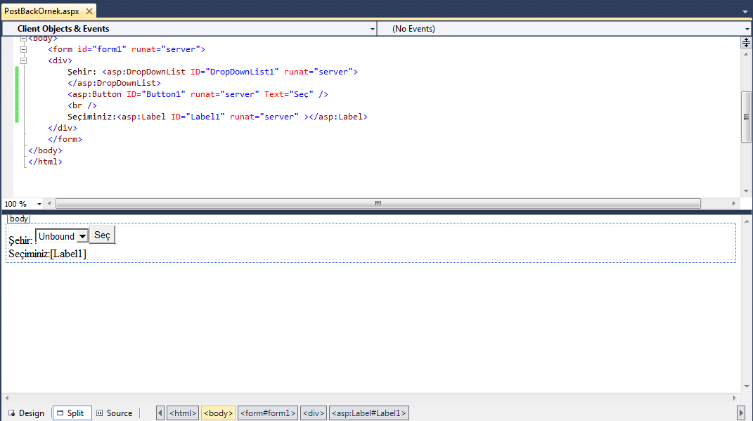 Sayfanın HTML kısmını hazırladıktan sonra sıra geldi kod tarafındaki işlemleri yapmaya.
