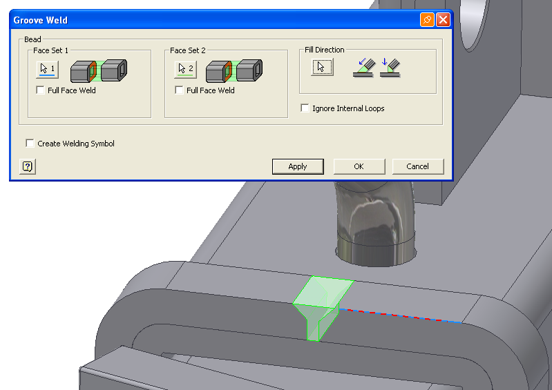 Autodesk Inventor 2008 Tanıtma ve Kullanma Kılavuzu SAYISAL GRAFİK Boşluk Kaynağı Groove Weld Boşluk kaynağında, iki set yüzey