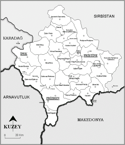 BĠRĠNCĠ BÖLÜM KOSOVA NIN GENEL YAPISI VE TARĠHSEL SÜRECĠ 1.1. Kosova nın Fiziki Özellikleri ve Coğrafi Konumu Bölge, Batı ve Orta Avrupa ile Orta Doğu arasında bir köprü durumundadır.