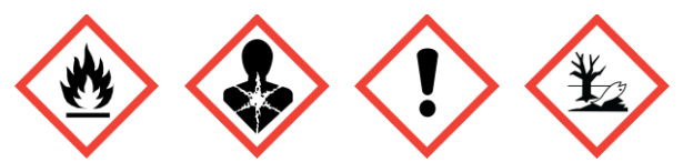 2.2 Etiket Unsurları Zararlılık işaretleri: Uyarı kelimesi: Tehlike Zararlılık ifadeleri Alevlenir Sıvı Kategori 1: H224: Çok alevlenir sıvı ve buhar.