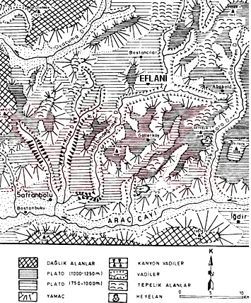 Population in Eflani (Karabük) Harita1: Eflani ve Yakın Çevresinin Jeomorfoloji Haritası (Özdemir, 1998 den) Eflani, Araç Çayı ve kollarının meydana getirdiği yaklaģık 1000 m.