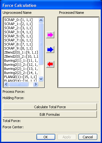 Force Calculation Bu kısımda presin parçaya uygulayacağı toplam kuvvet otomatik olarak hesaplanır.hesaplamanın yapılabilmesi için başlangıçta parça malzemesi seçilmek zorundadır.