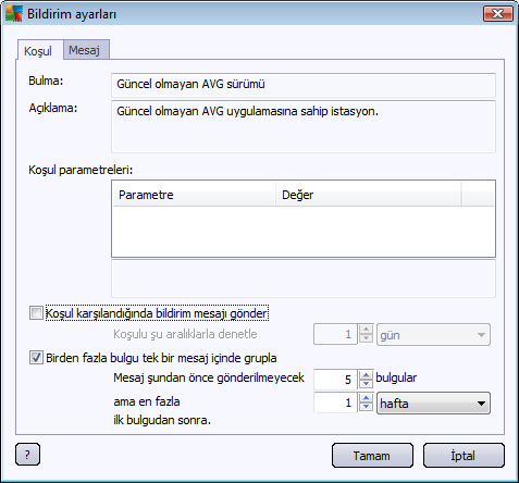 6.7.1. Durum Sekmesi Bu sekmede hangi kosullar altinda bildirimin gönderilecegini özellestirebilirsiniz.