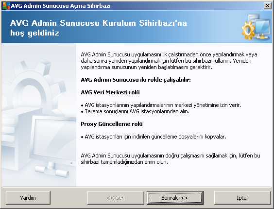 3. AVG Admin Kurulum Sihirbazı AVG Admin Sunucusu Kurulum Sihirbazi, AVG Internet Security Business Edition yüklenir yüklenmez baslatilir.