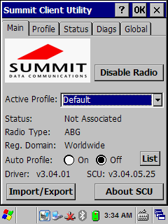 Yukarıdaki ekranda Active Profile bölümünden bağlanılacak (Örneğin BkWifi) kablosuz ağ adı seçildikten sonra bağlantı sağlandığınıda Status bilgisi Not Associated (bağlantı yok) bilgisi Associated