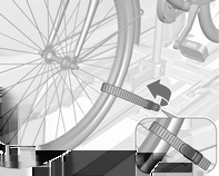 62 Eşya saklama ve bagaj bölümleri Taşıyıcıyı (1) aşağıya bastırın ve kolu (2) geriye doğru çevirerek yerine oturtun. Bisikletin tekerlek girintisinin ortasına gelmesine dikkat edin.