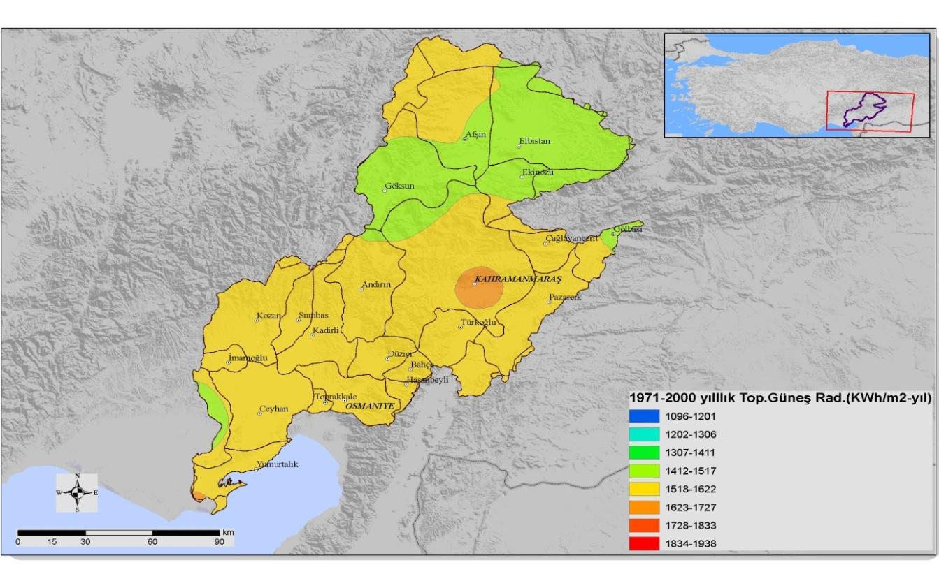 Sayfa/Toplam Sayfa: 118 / 432 GüncelleĢtirme Sayısı: 01 Sistemleri tarafından hazırlanan havzanın güneģ radyasyonu haritası ġekil 26 da, havzanın karla kaplı gün haritası ġekil 27 de, havza