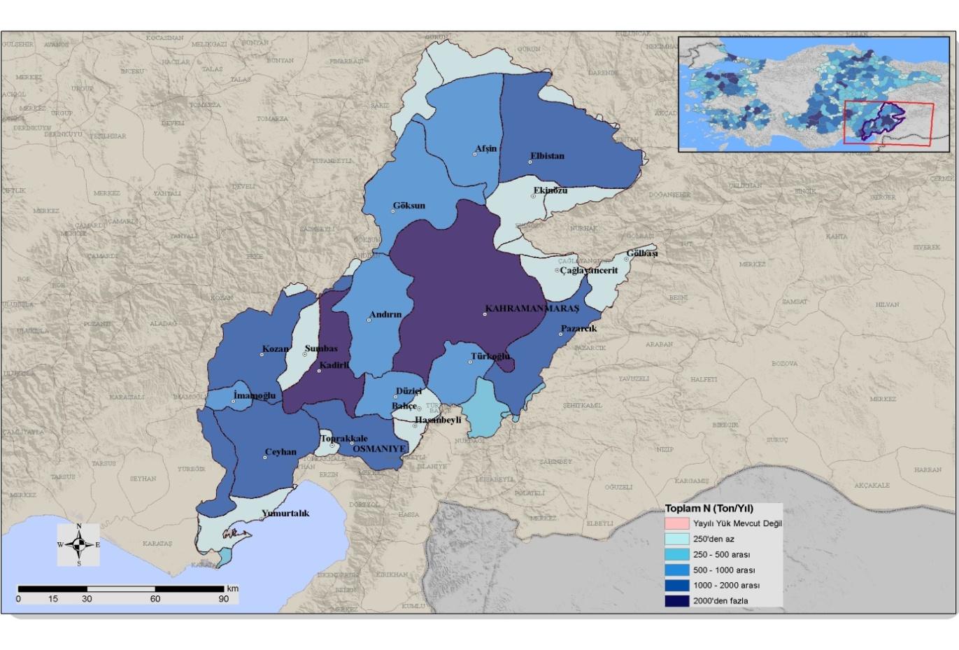 Sayfa/Toplam Sayfa: 286 / 432 GüncelleĢtirme Sayısı: 01 ġekil 109. Ceyhan Havzası Yayılı TN Yükü Dağılımı ġekil 110.