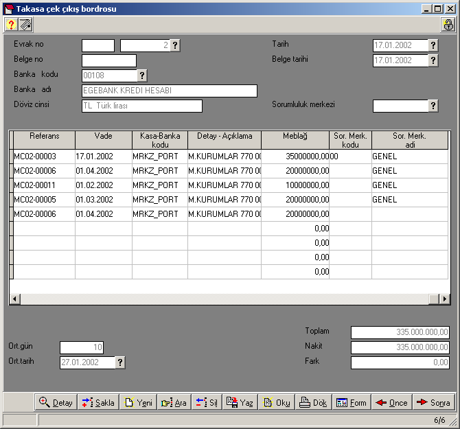 Takasa Çek ÇıkıĢ Bordrosu Bankaya takasa çek gönderme işlemi için bu bölümü kullanacaksınız. Programa girdiğinizde karşınıza aşağıdaki ekran görüntüsü gelecektir.