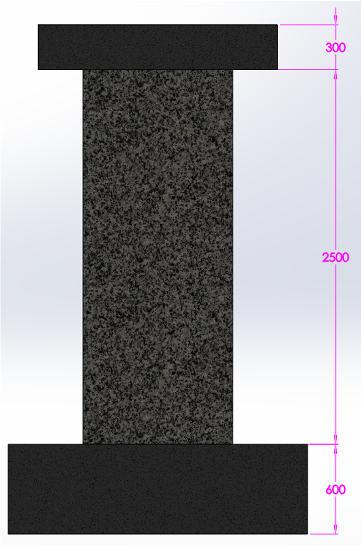 Şahinkaya Şekil 3.Örnek betonarme perde elemana ait geometrik ayrıntılar, birimler milimetredir.