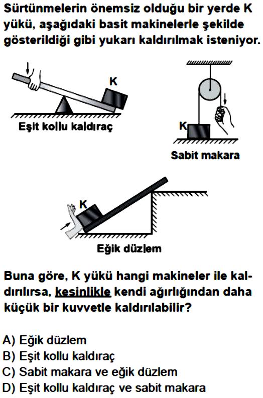 ( )İnsanlarda sindirimin temel amacı kanı temizlemektir. 5.( ) İşin sembolü W, birimi de Joule ( J ) dür. 89) 6.( )Basit makineler işten ve enerjiden kazanç sağlar. 7.