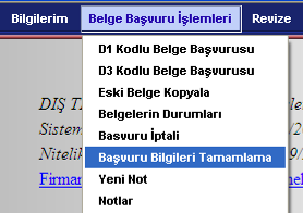 Başvuru İptali: İptal Edilmek İstenen Yarım Kalmış Başvuru Listesi Ekranı B.6.