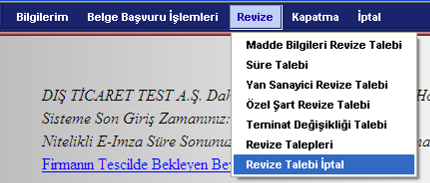 Gerekli alanların girilmesinin ardından sorgula butonuna basılarak revize sorgu işlemi sonuç ekranına ulaşılır. Bu ekran içerisinde istenilen şartlara uygun revize talepleri yer almaktadır.